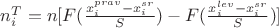 $n^{T}_{i}=n[F(\frac{x^{prav}_{i}-x^{sr}_{i}}{S})-F(\frac{x^{lev}_{i}-x^{sr}_{i}}{S})]$