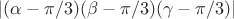 $|(\alpha-\pi/3)(\beta-\pi/3)(\gamma-\pi/3)|$