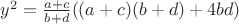 $y^2=\frac{a+c}{b+d}((a+c)(b+d)+4bd)$