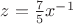 $z=\frac{7}{5}x^{-1}$