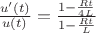 $\frac{u'(t)}{u(t)}=\frac{1-\frac{Rt}{4L}}{1-\frac{Rt}{L}}$