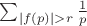 $\sum_{|f(p)| > r} \frac{1}{p}$