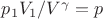 $p_1V_1/V^{\gamma}=p$