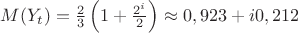 $M(Y_t)=\frac{2}{3}\left(1+\frac{2^i}{2}\right)\approx 0,923 + i 0,212$