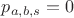 $p_{a, b, s} = 0$