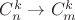 $C_n^k\to C_m^k$