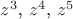 $z^3$, $z^4$, $z^5$