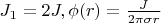 $J_1=2J, \phi(r)= \frac J {2 \pi \sigma r} $