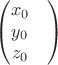 $$\begin{pmatrix}
x_0  & \\
y_0  & \\
z_0  & 
\end{pmatrix}$$