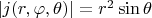 $|j(r,\varphi,\theta)|=r^2\sin\theta$