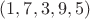 $(1,7,3,9,5)$