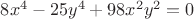$8x^4-25y^4+98x^2y^2=0$