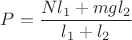 $P=\dfrac{Nl_1+mgl_2}{l_1+l_2}$