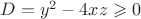 $D=y^2-4xz\geqslant 0$