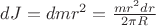 $dJ = dm r ^ 2 = \frac{m r ^ 2 dr}{2 \pi R}$