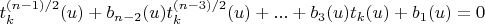 $t_k^{(n-1)/2}(u)+b_{n-2}(u) t_k^{(n-3)/2}(u)+...+b_3(u) t_k(u)+b_1(u)=0$