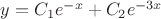 $y=C_1 e^{-x}+C_2 e^{-3x}$