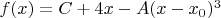 $f(x)=C+4x-A(x-x_0)^3$