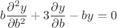 $$ b \frac {\partial^2 y}{\partial b^2}+3 \frac{\partial y}{\partial b}-b y=0 $$