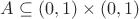 $A \subseteq (0, 1) \times (0, 1)$