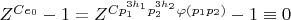 $Z^{C e_0}-1=Z^{C p_1^{3h_1}p_2^{3h_2}\varphi (p_1p_2)}-1 \equiv 0$