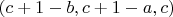 $(c+1-b,c+1-a,c)$