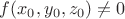 $f(x_0,y_0,z_0)\ne 0$