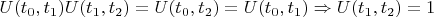 $U(t_0,t_1) U(t_1,t_2) = U(t_0,t_2) = U(t_0,t_1) \Rightarrow U(t_1,t_2) = 1$