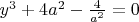 $y^3+4a^2- \frac {4} {a^2}=0$