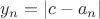 $y_n = |c - a_n|$