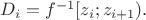 $D_i=f^{-1}[z_i;z_{i+1}).$