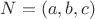 $N = (a, b, c)$