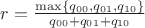 $r=\frac{\max\{q_{00},q_{01},q_{10}\}}{q_{00}+q_{01}+q_{10}}$
