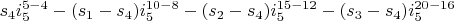 $s_4 i_5^{5-4}-(s_1-s_4) i_5^{10-8}-(s_2-s_4) i_5^{15-12}-(s_3-s_4) i_5^{20-16}$