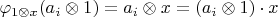 $\varphi_{1\otimes x}(a_i\otimes 1) = a_i\otimes x = (a_i\otimes 1)\cdot x$