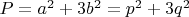 $P=a^2+3b^2=p^2+3q^2$