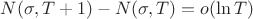 $N(\sigma, T + 1) - N(\sigma, T) = o (\ln T)$