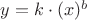$y=k\cdot(x)^b$