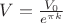 $V=\frac{V_0}{e^{\pi k}}$