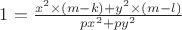 $1=\frac{x^2\times (m-k)+y^2\times (m-l)}{px^2+py^2}$