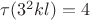 $\tau(3^2kl)=4$