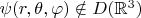$\psi(r,\theta,\varphi)\notin D(\mathbb R^3)$