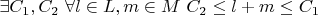 $\exists C_1,C_2\ \forall l\in L,m\in M\ C_2\le l+m\le C_1$