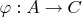 $\varphi : A \to C$