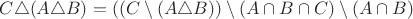 $C \triangle (A \triangle B) = ((C \setminus(A \triangle B)) \setminus (A \cap B \cap C) \setminus (A \cap B)$
