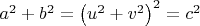 ${{a}^{2}}+{{b}^{2}}={{\left( {{u}^{2}}+{{v}^{2}} \right)}^{2}}={{c}^{2}}$