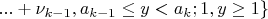 $...+\nu_{k-1},a_{k-1} \leq y < a_k;1,y \geq 1\}$