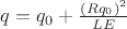$q=q_0+\frac{(Rq_0)^2}{LE}$