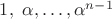 $1,\ \alpha,\dots,\alpha^{n-1}$