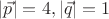 $|\vec{p}|=4, |\vec{q}|=1$ $|\vec{p}|=4, |\vec{q}|=1$